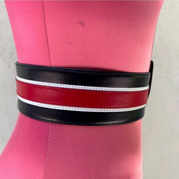 Escada Belt Women\'s Small LeatherBlack Blue Made in West Germany main image 4